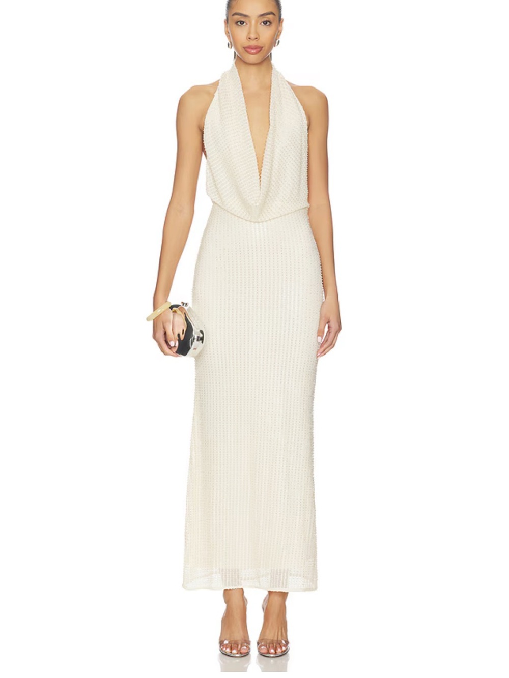 Nola Sequin Cowl Maxi Dress in Buttercup
Bardot